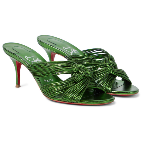 Christian Louboutin Multitaski 70 Green Strap Backless Mule Kitten Heel Pump 39 - Picture 1 of 12